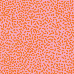 pink orange colours polka dots  hand abstract draw minimal seamless geo pattern in vector . Shibori print. Watercolour  batik. Handmade shirt tie dye Japan traditional tile. - obrazy, fototapety, plakaty