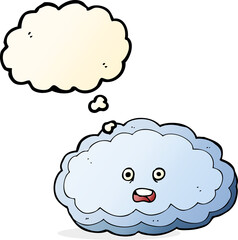 cartoon decorative cloud with thought bubble