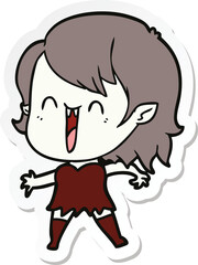sticker of a cute cartoon happy vampire girl