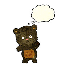 cute black bear cartoon with thought bubble