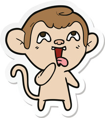 sticker of a crazy cartoon monkey