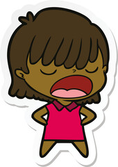 sticker of a cartoon woman talking loudly
