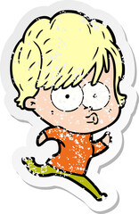 distressed sticker of a cartoon woman