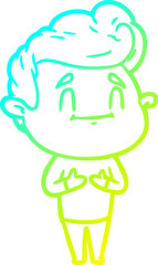 cold gradient line drawing happy cartoon man