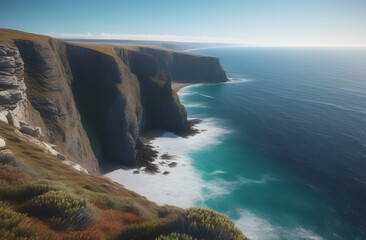 Fototapeta na wymiar Rock, cliff and ocean, sea water. Nature landscape
