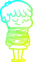 cold gradient line drawing cartoon happy boy