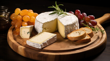 cheese plate with camembert, cheddar, bree and Brinza