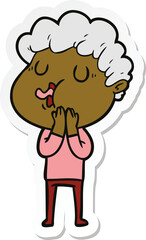 sticker of a cartoon man singing