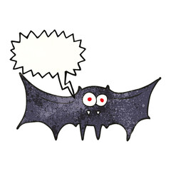speech bubble textured cartoon vampire bat