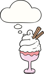 cartoon ice cream and thought bubble