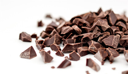 Chocolate broken into pieces isolated on a white background