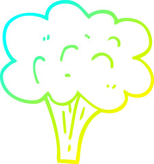 cold gradient line drawing cartoon broccoli stalk