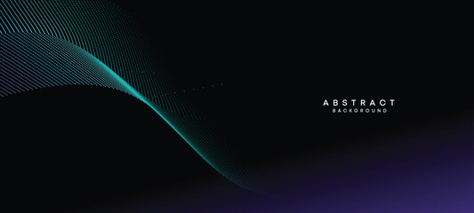 Abstract Blue, Green Gradient Flowing Dot Waving Particle geometric Technology Background. Digital Futuristic Purple, Pink Gradient Dotted Wave. Concept For Science, Music cover, website, header