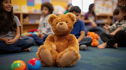 a teddy bear in the classroom as a symbol of comfort, creativity, and innovation.