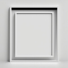 Realistic rectangular and square wooden blank picture photo frames stand on a clear wall from the front. wood frame with glossy glass. Template mockup. Generative AI