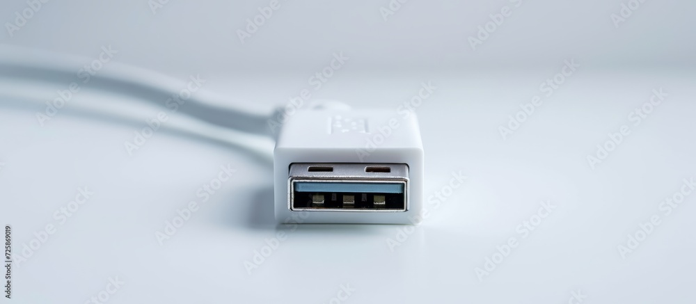 Poster white background isolated usb connector with diffused wire