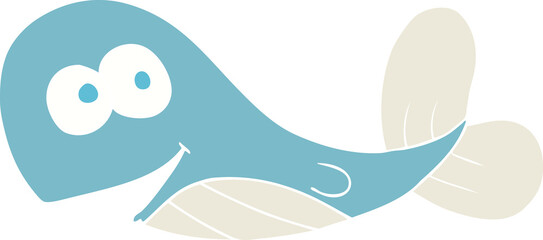 Fototapeta premium flat color illustration of a cartoon whale