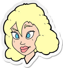 sticker of a cartoon pretty woman