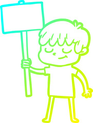 cold gradient line drawing cartoon happy boy