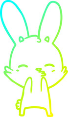 cold gradient line drawing curious bunny cartoon
