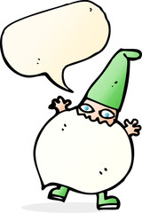 cartoon tiny santa with speech bubble