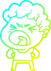 cold gradient line drawing cartoon furious man