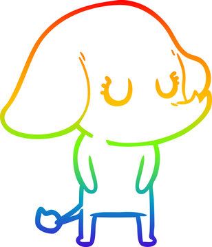recommend clip art: rainbow gradient line drawing cute cartoon elephant