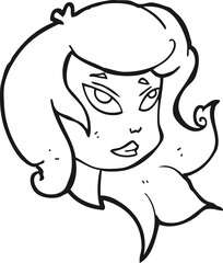 black and white cartoon female face