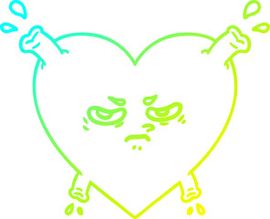 cold gradient line drawing cartoon heart