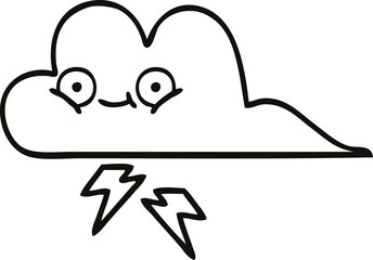 line drawing cartoon thunder cloud