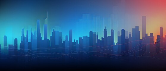 Obraz premium Sunset Symphony: Exploring the Abstract Cityscapes Harmonious Chaos