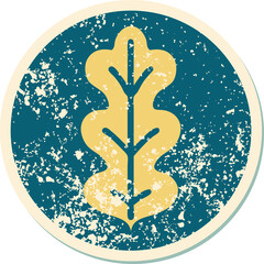 distressed sticker tattoo style icon of a leaf