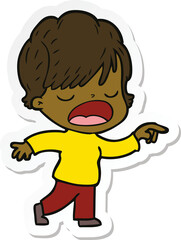 sticker of a cartoon woman talking