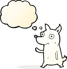Obraz premium cartoon little dog waving with thought bubble