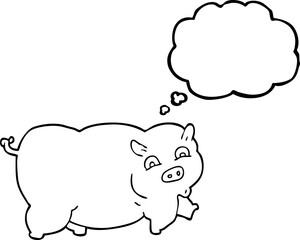 thought bubble cartoon pig