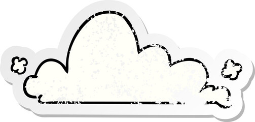 distressed sticker cartoon doodle of a white cloud