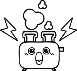line drawing cartoon of a toaster