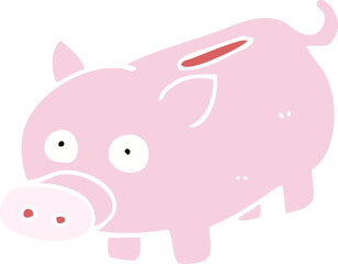 flat color illustration of a cartoon piggy bank