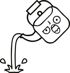 line drawing cartoon pouring kettle
