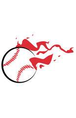 vector illustration on fire baseball in motion