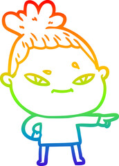 Obraz premium rainbow gradient line drawing cartoon woman