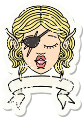 elf rogue character face with banner illustration