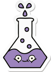 sticker of a cute cartoon science beaker