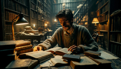 A man reading a book, Generative ai