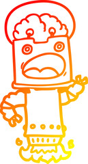 warm gradient line drawing cartoon robot