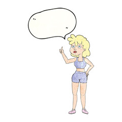 speech bubble textured cartoon gym woman