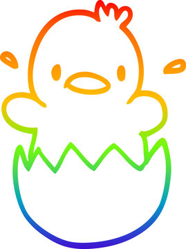 recommend clip art: rainbow gradient line drawing cartoon baby duck