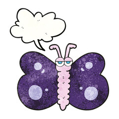 speech bubble textured cartoon butterfly