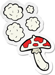 sticker of a cartoon toadstool