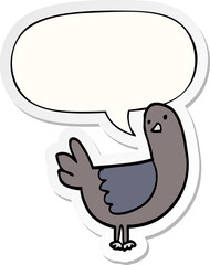 cartoon pigeon and speech bubble sticker